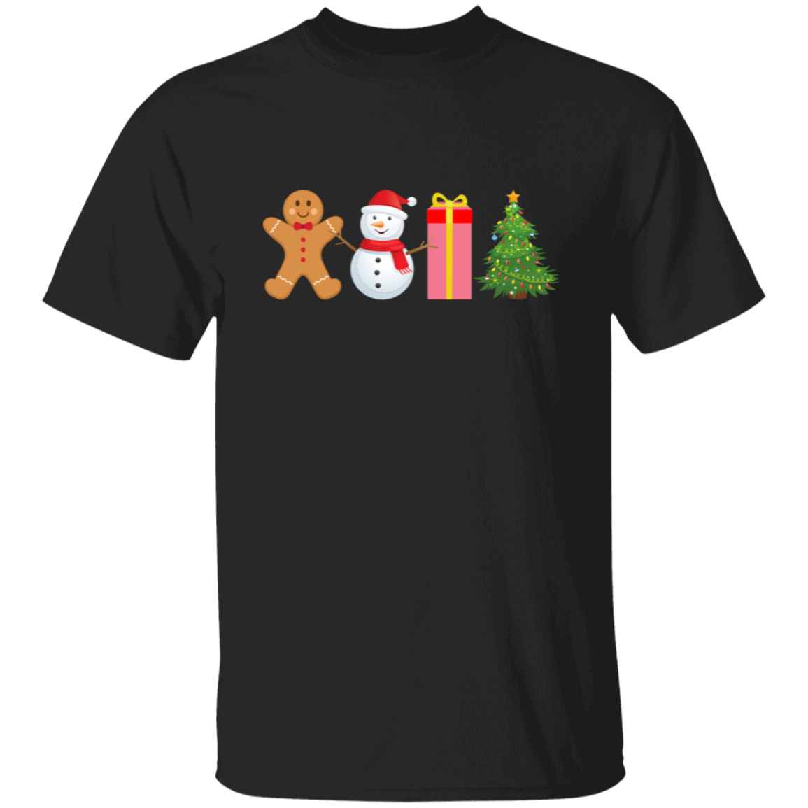 Gingerbread, Snowman, Present, Tree Unisex T-Shirt – Festive Holiday Fun