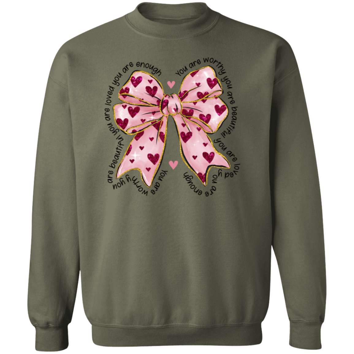 Valentine's Day You Are Worthy Coquette Bow Sweatshirt