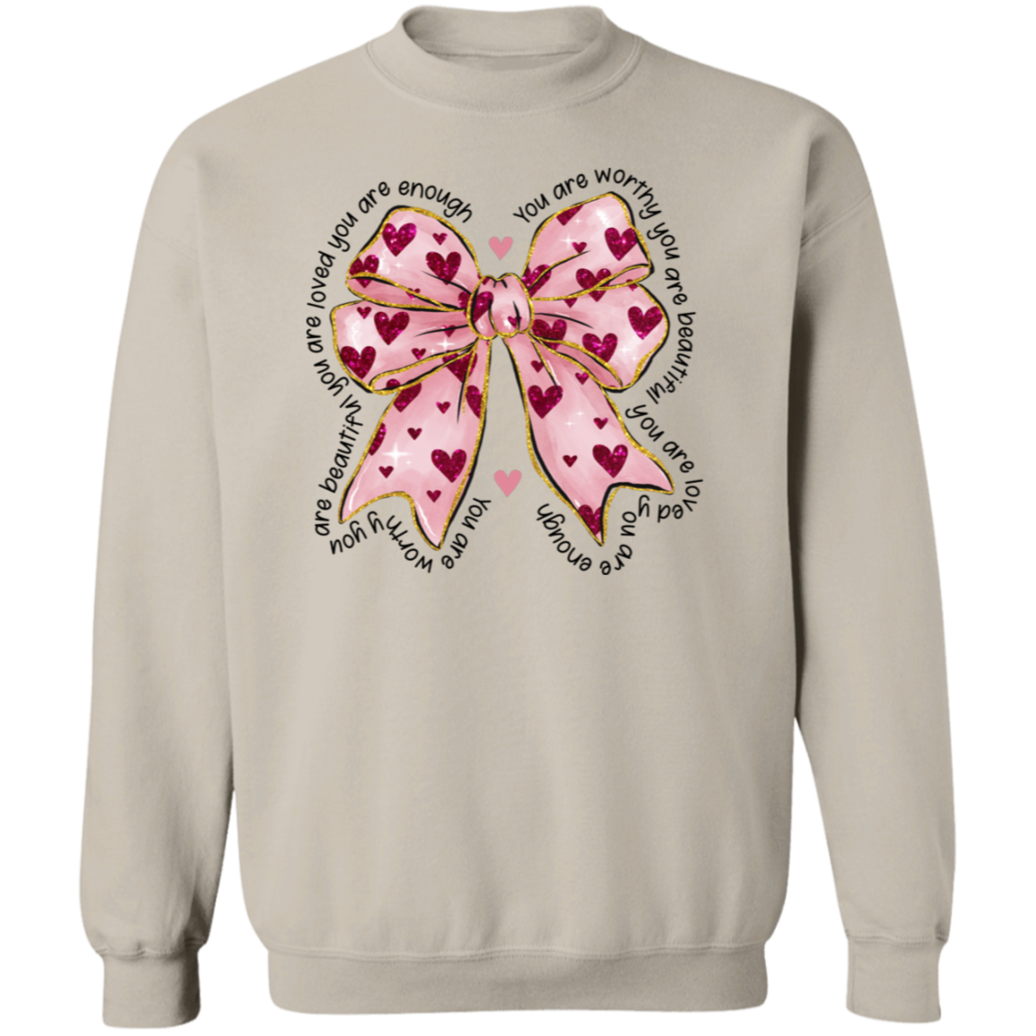 Valentine's Day You Are Worthy Coquette Bow Sweatshirt