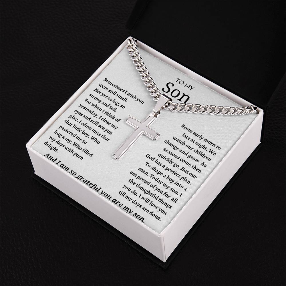 To My Son - Cuban Chain with Artisan Necklace - WHT