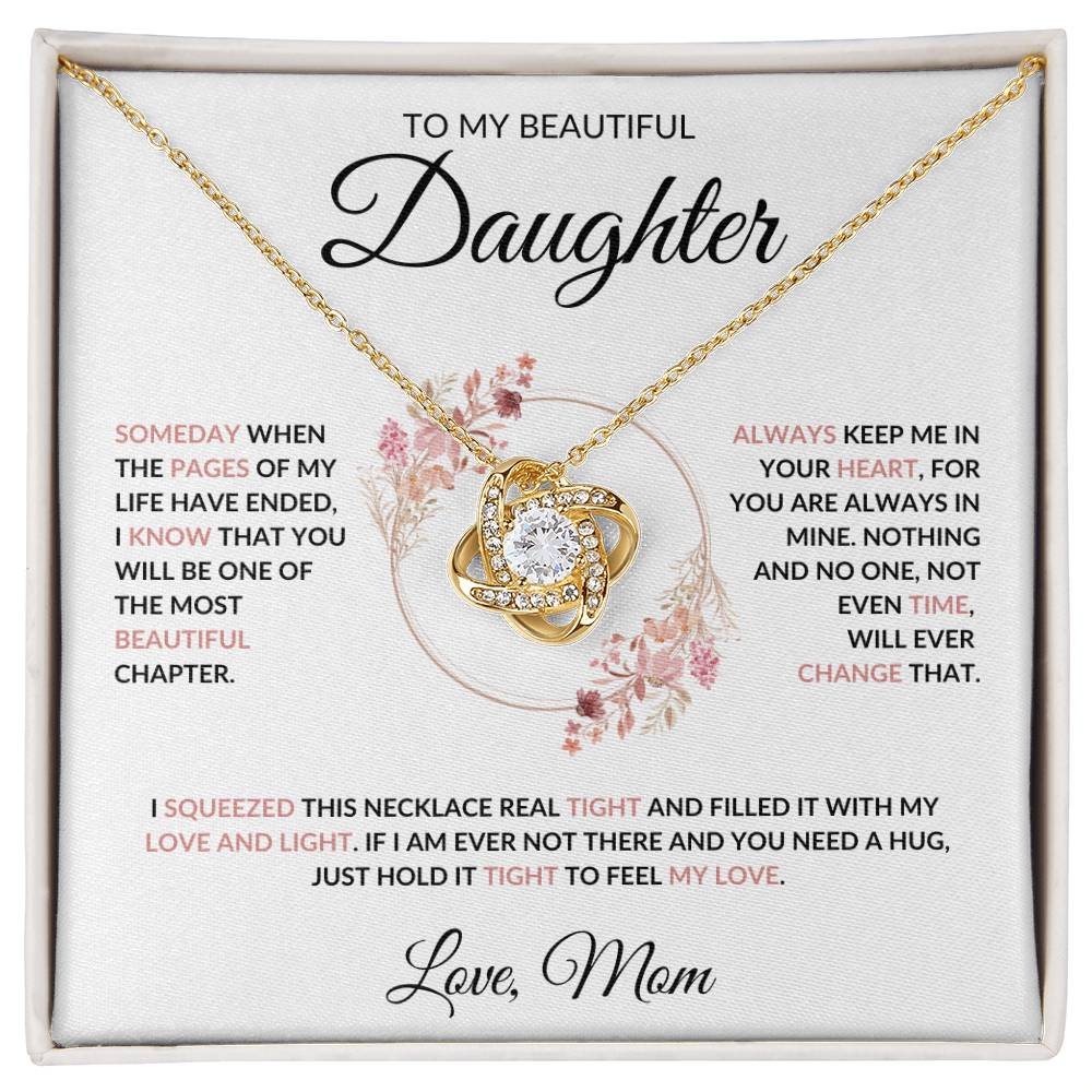 To My Beautiful Daughter Love Knot Necklace - Love Mom