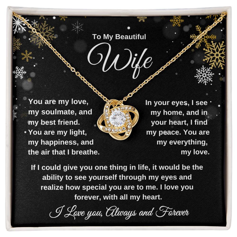 To My Beautiful Wife Love Knot Necklace - Snowflakes