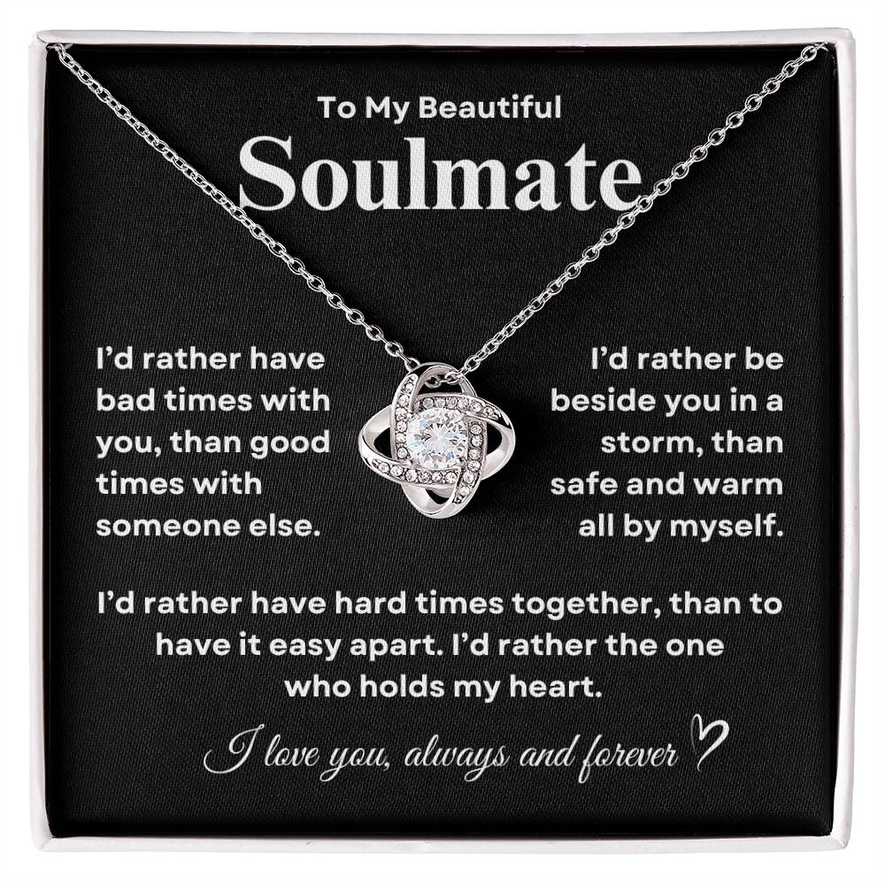 To My Beautiful Soulmate Love Knot Necklace – A Symbol of Eternal Love