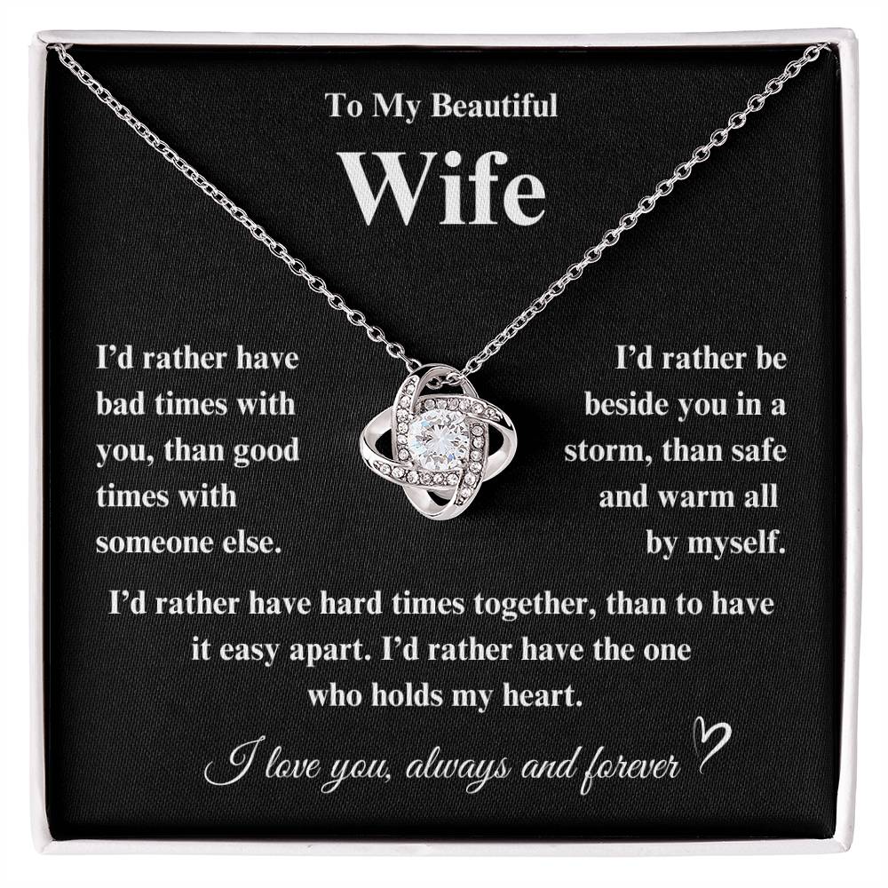 To My Beautiful Wife Love Knot Necklace