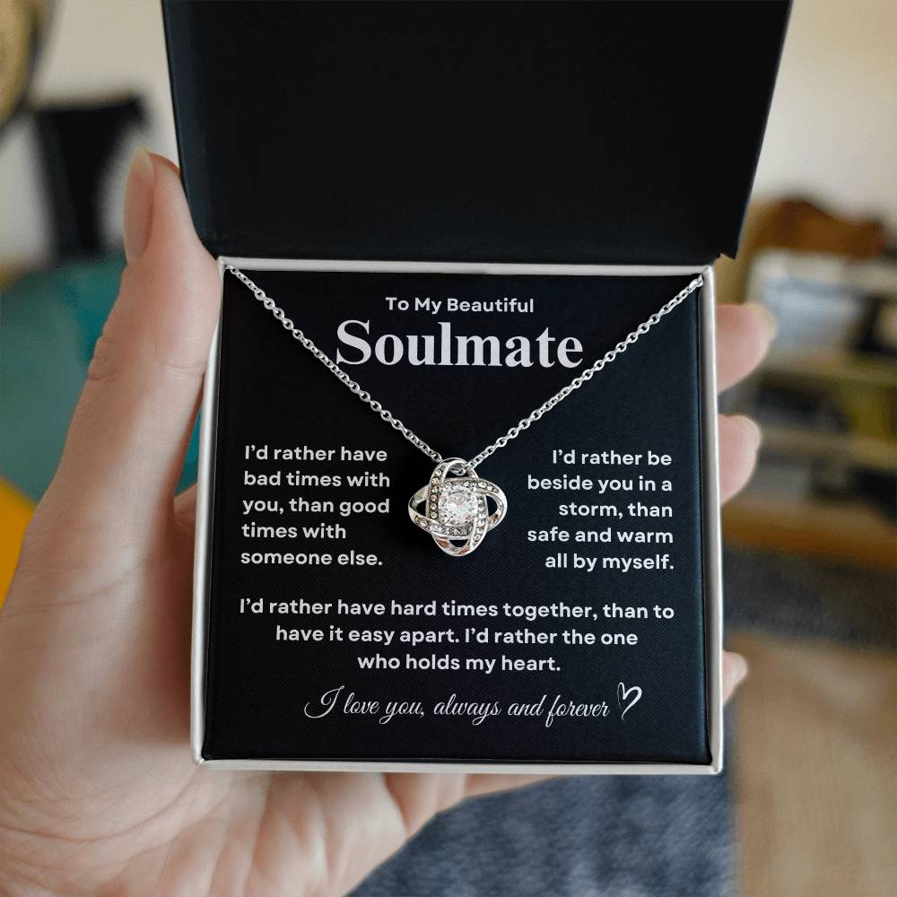 To My Beautiful Soulmate Love Knot Necklace – A Symbol of Eternal Love