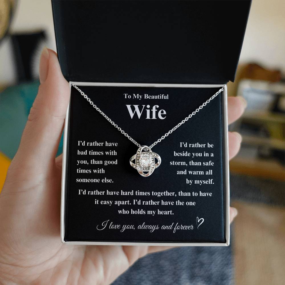 To My Beautiful Wife Love Knot Necklace