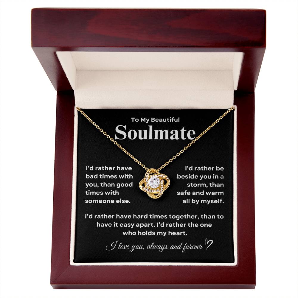 To My Beautiful Soulmate Love Knot Necklace – A Symbol of Eternal Love