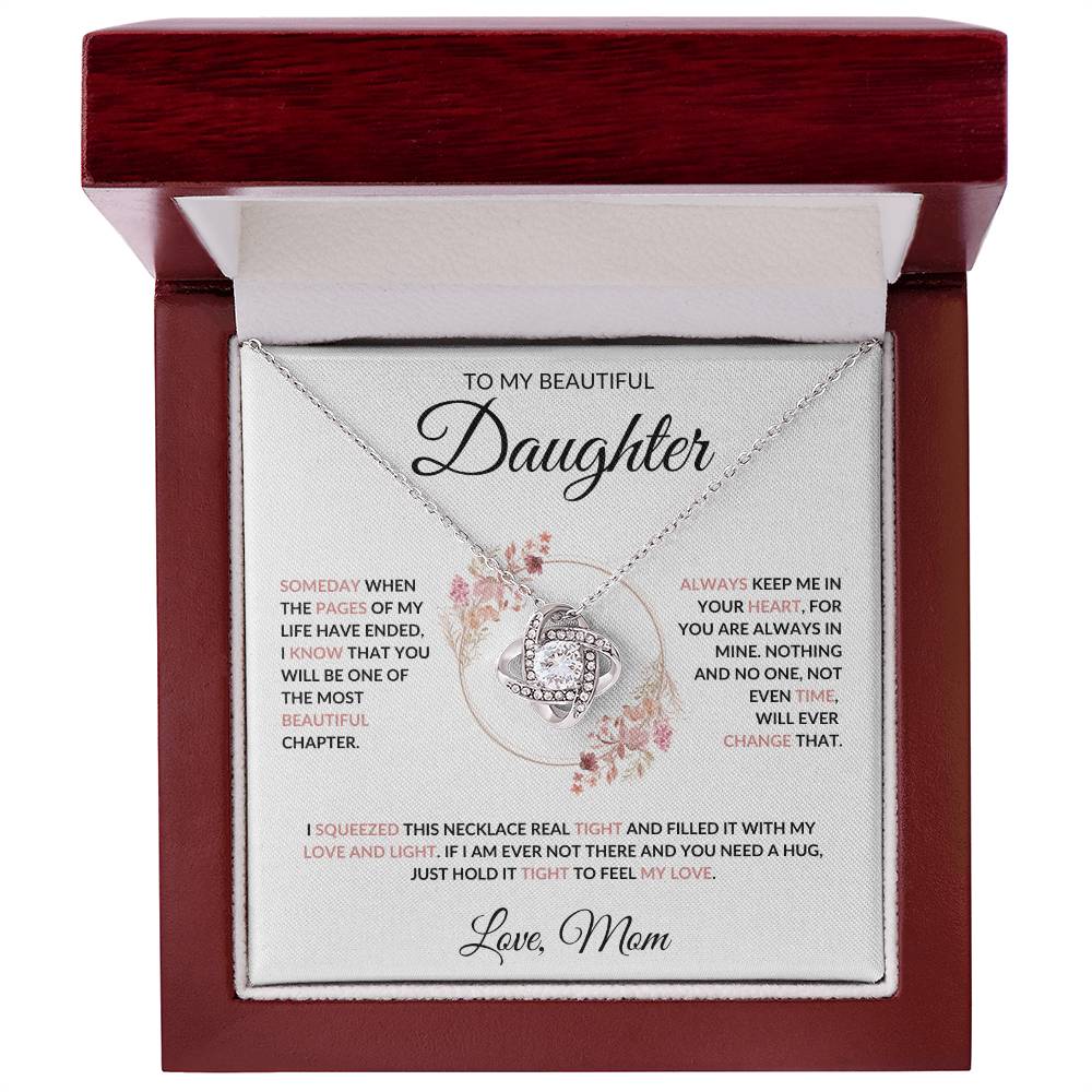 To My Beautiful Daughter Love Knot Necklace - Love Mom