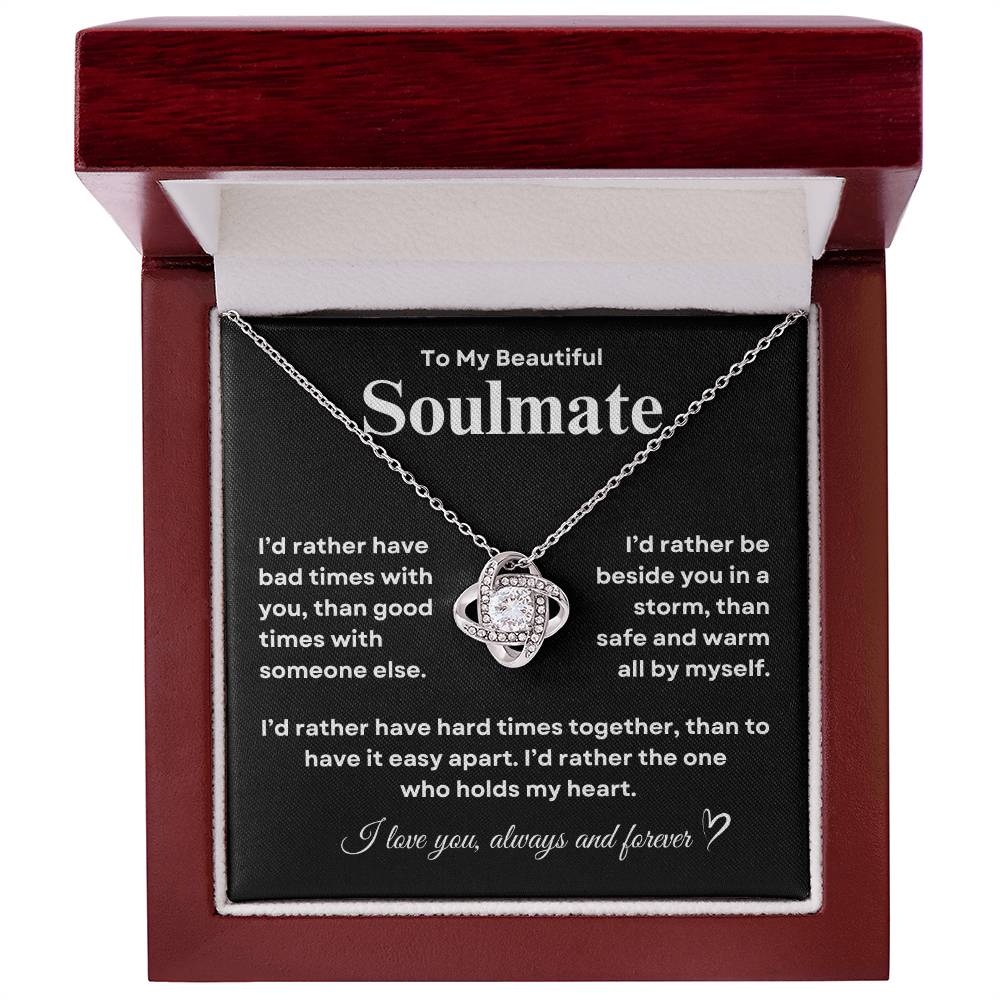 To My Beautiful Soulmate Love Knot Necklace – A Symbol of Eternal Love