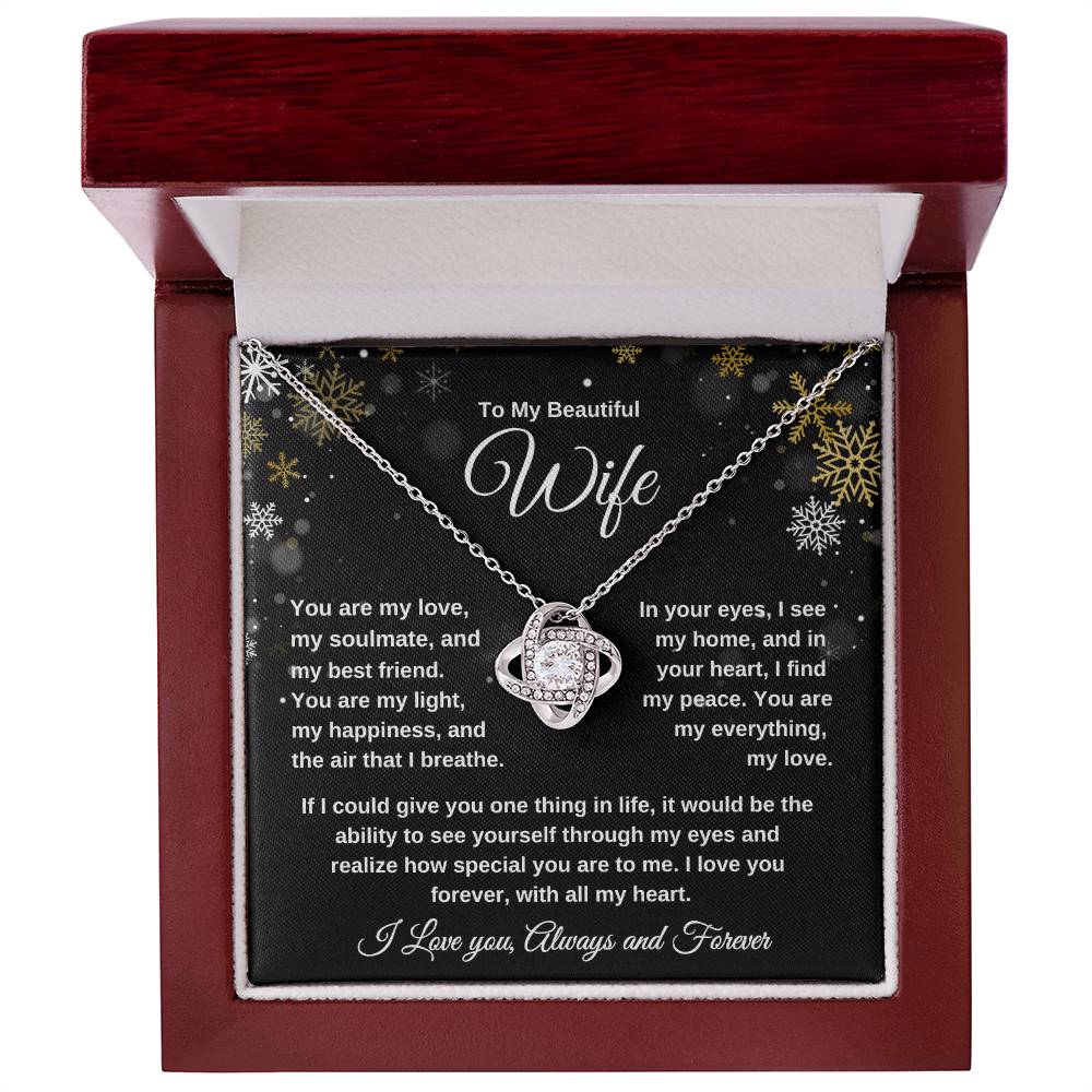 To My Beautiful Wife Love Knot Necklace - Snowflakes