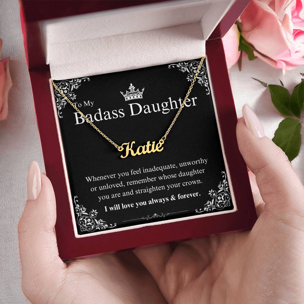 My Badass Daughter Custom Name Necklace – Personalized Gift of Strength