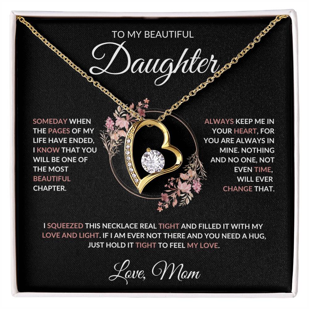 To My Beautiful Daughter Forever Love Necklace (Blk) - Love Mom