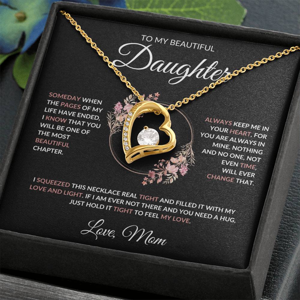 To My Beautiful Daughter Forever Love Necklace (Blk) - Love Mom