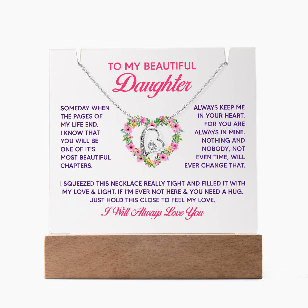 To My Beautiful Daughter Acrylic Keepsake & Forever Love Necklace