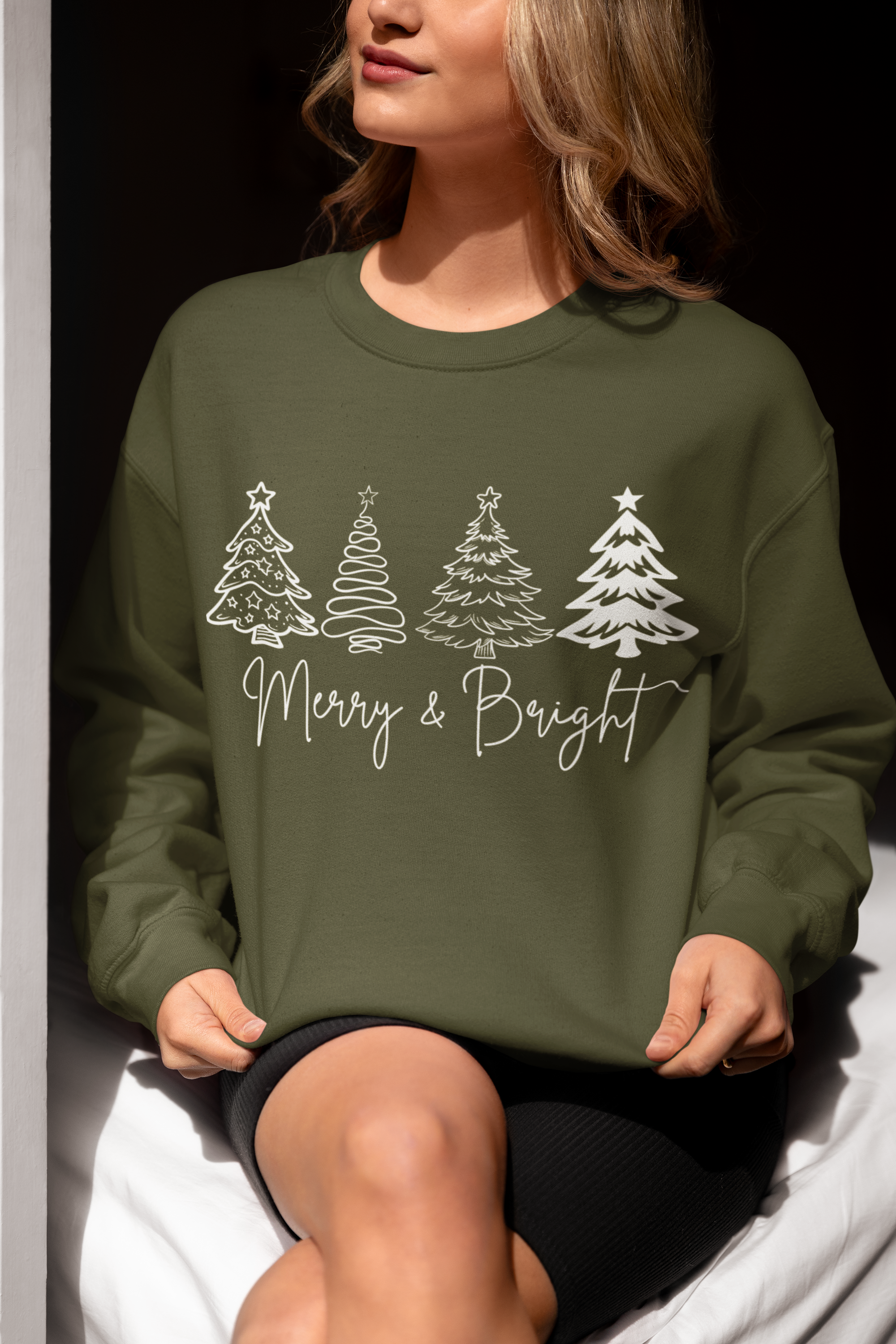 Merry & Bright Trees Unisex Sweatshirt – Festive Holiday Style